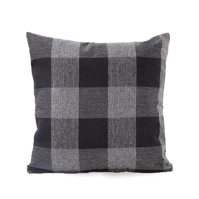 Warm Plaid Throw Pillow Cover in Rustic Style