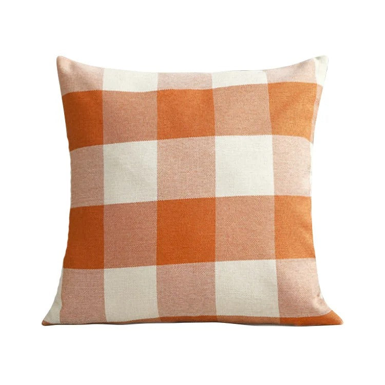 Warm Plaid Throw Pillow Cover in Rustic Style
