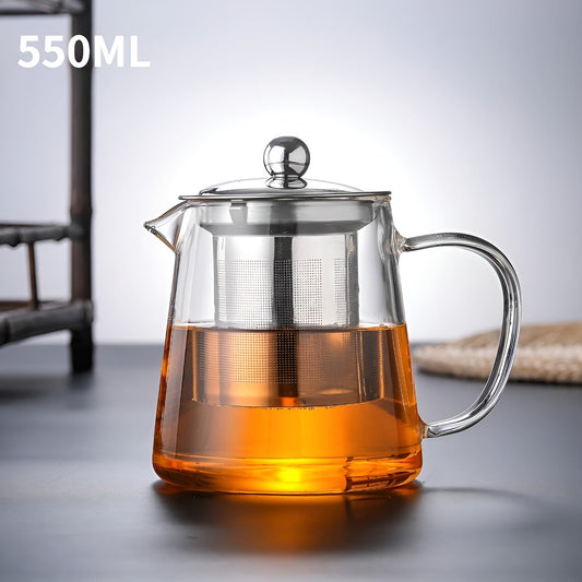 Premium Glass Teapot with Steel Infuser and Wood Lid - Befez