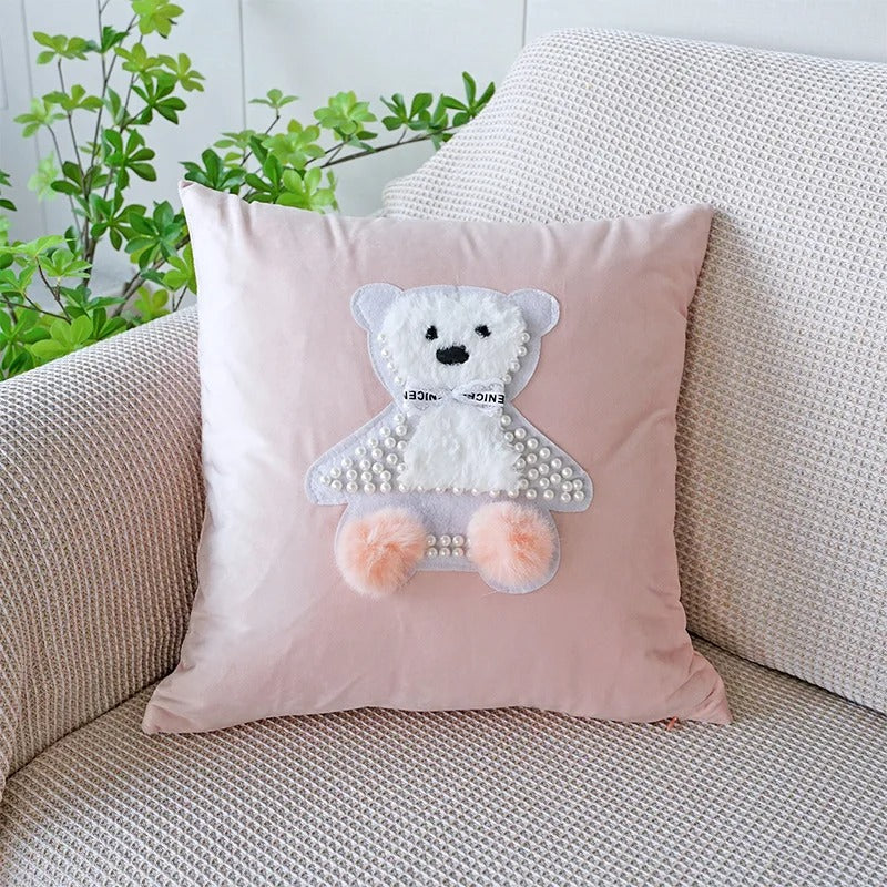 Soft Pink Bunny Throw Pillow Cover