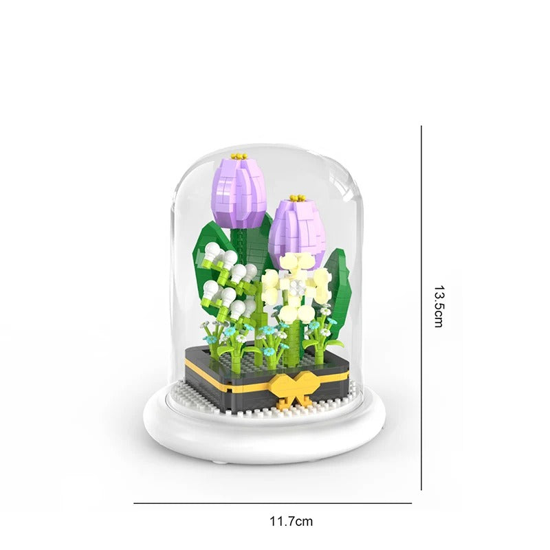 Beautiful Glass Flower Decoration Block