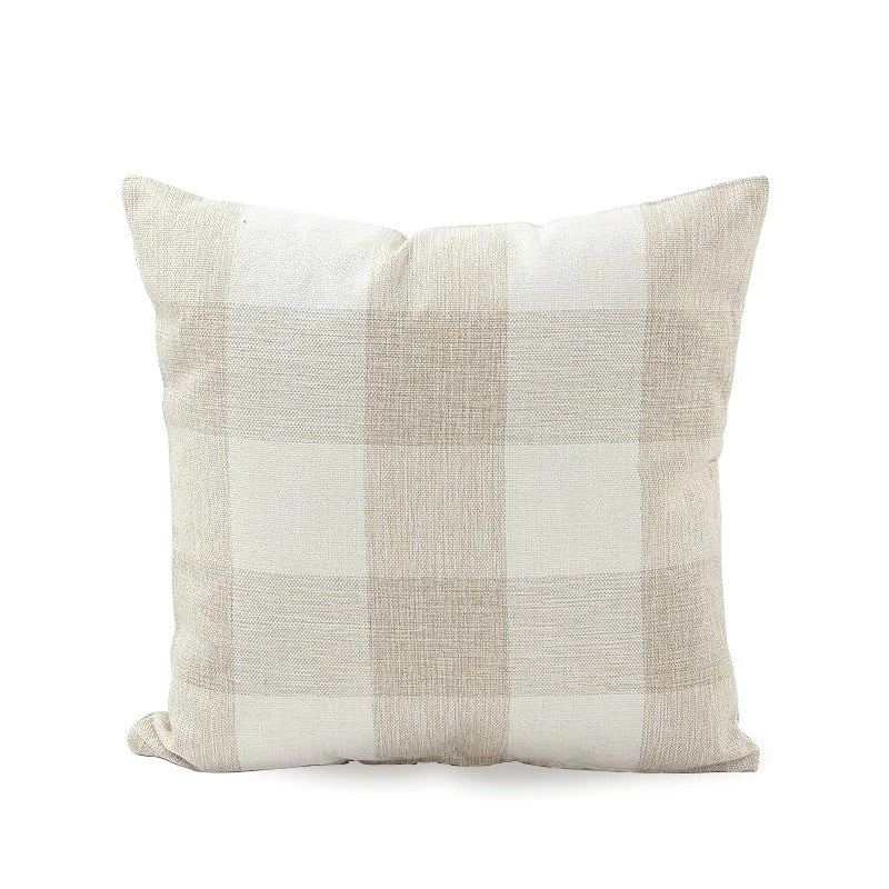 Warm Plaid Throw Pillow Cover in Rustic Style