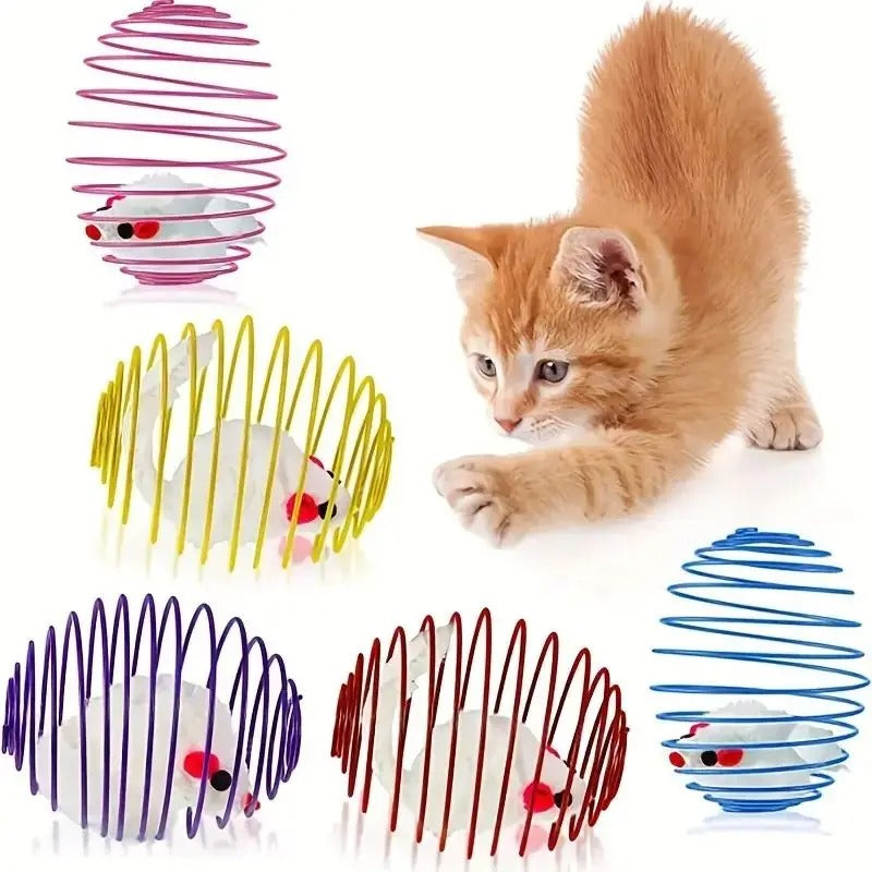Fun Cat Toy Balls with Fuzzy Mice Inside