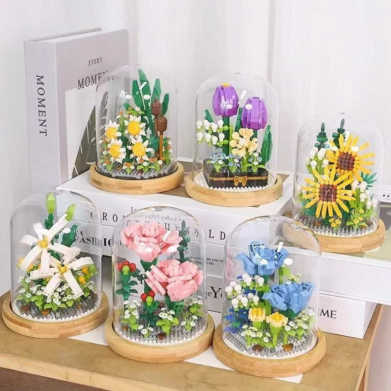 Beautiful Glass Flower Decoration Block