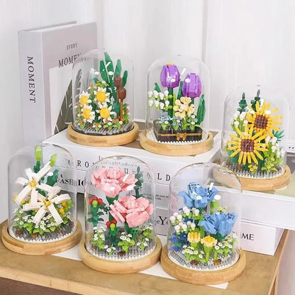 Beautiful Glass Flower Decoration Block