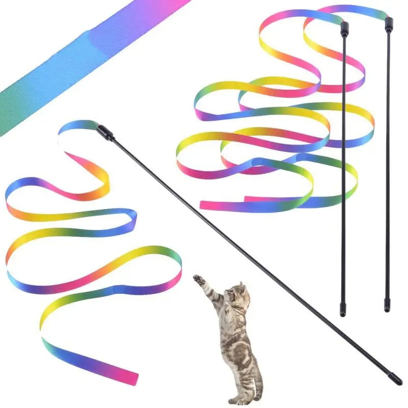 Colorful Feather Teaser Cat Toy Wand