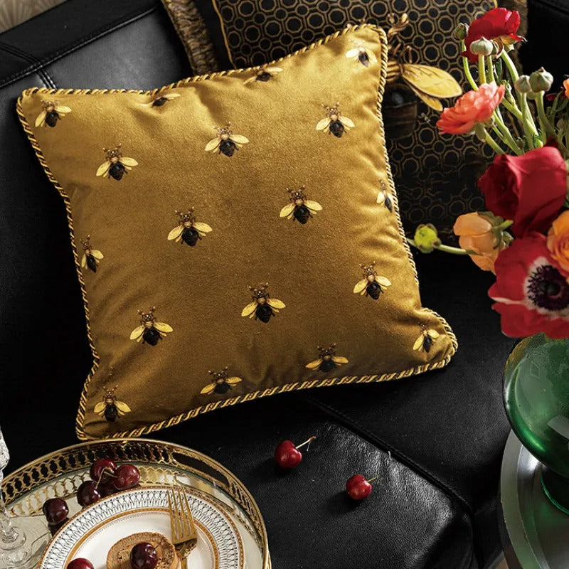 Premium Gold Pillowcase with Bee Pattern for Sophisticated Homes