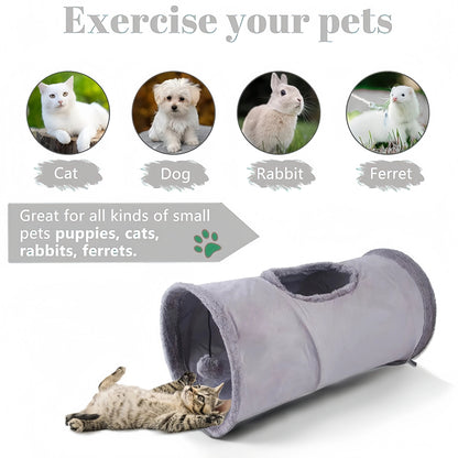 Foldable Faux Fur Pet Tunnel Playhouse