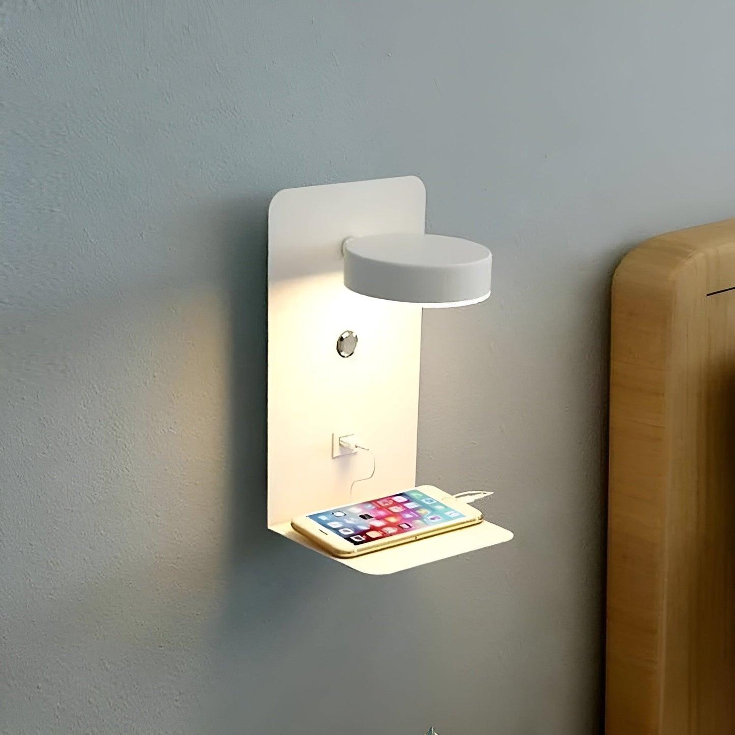 Sleek LED Wall Light with USB Charger