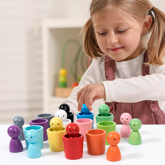 Wooden Color Sorting Toy Cup Set - Befez