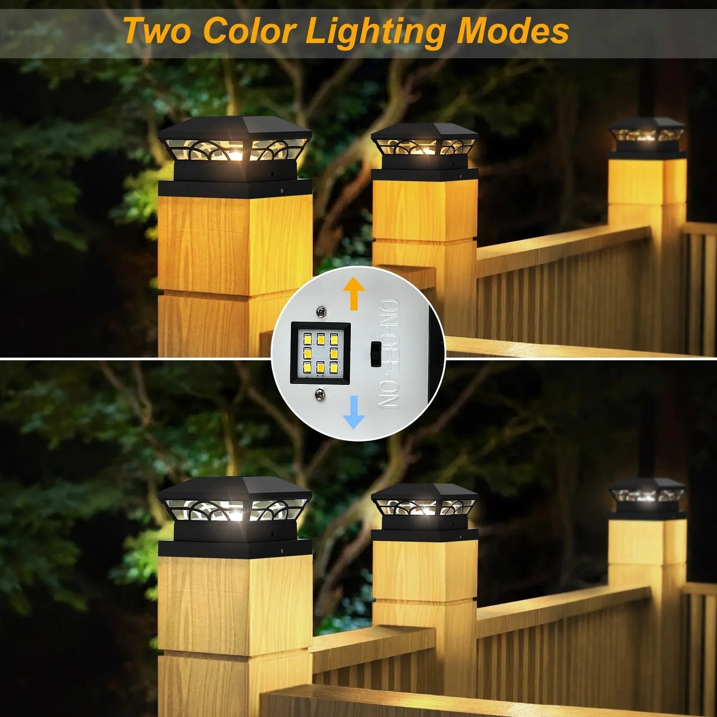 Waterproof Solar Post Cap Lights for Outdoor Fences