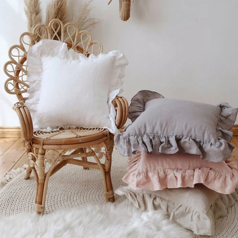 Soft Ruffled Linen Pillow Cover - Befez