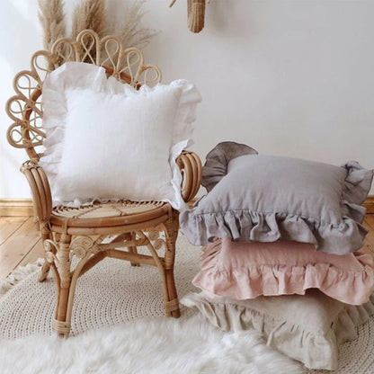 Soft Ruffled Linen Pillow Cover - Befez