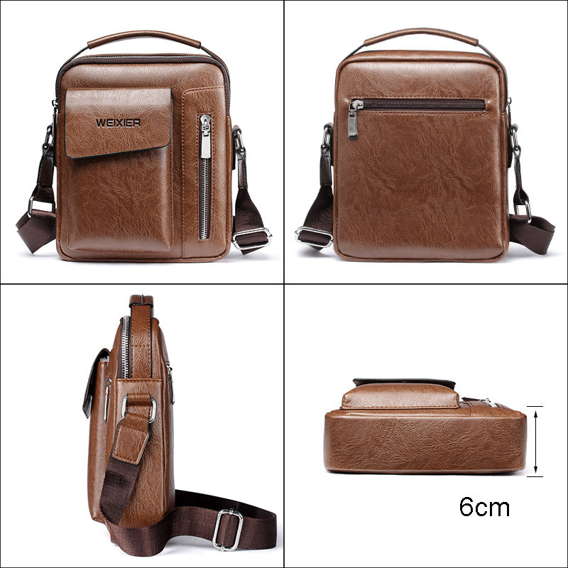 Stylish Mens Leather Crossbody Bag with Adjustable Strap