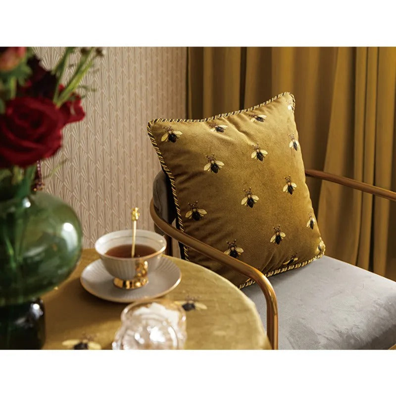 Premium Gold Pillowcase with Bee Pattern for Sophisticated Homes