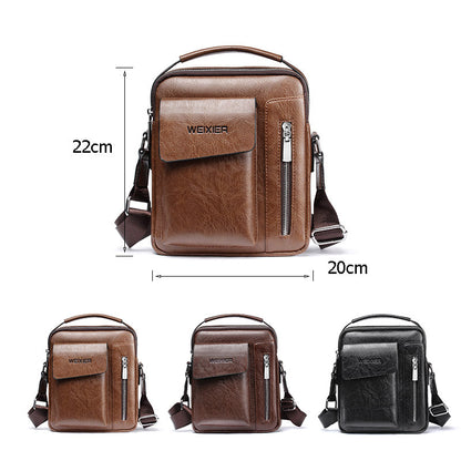 Stylish Mens Leather Crossbody Bag with Adjustable Strap