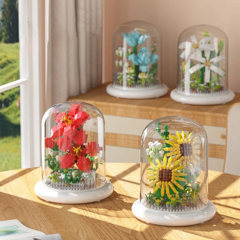Beautiful Glass Flower Decoration Block