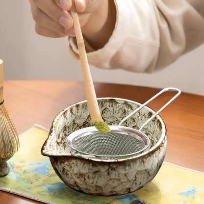 Classic Japanese Matcha Tea Set with Bamboo and Ceramic