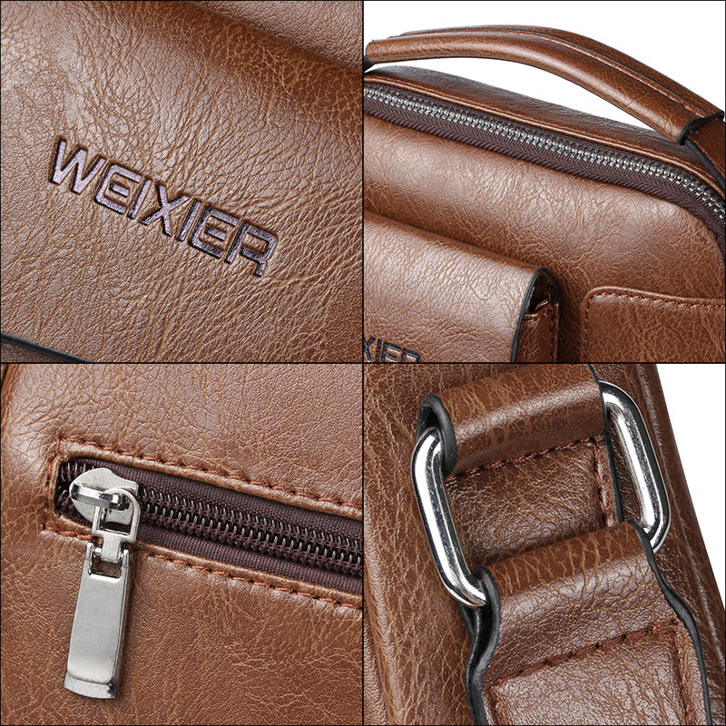 Stylish Mens Leather Crossbody Bag with Adjustable Strap