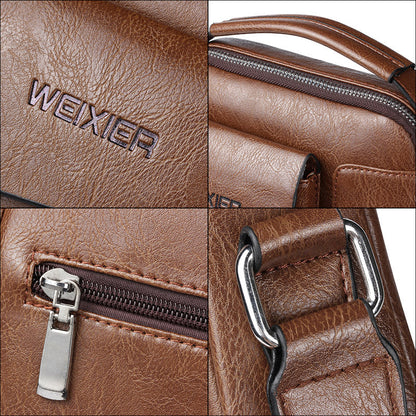 Stylish Mens Leather Crossbody Bag with Adjustable Strap