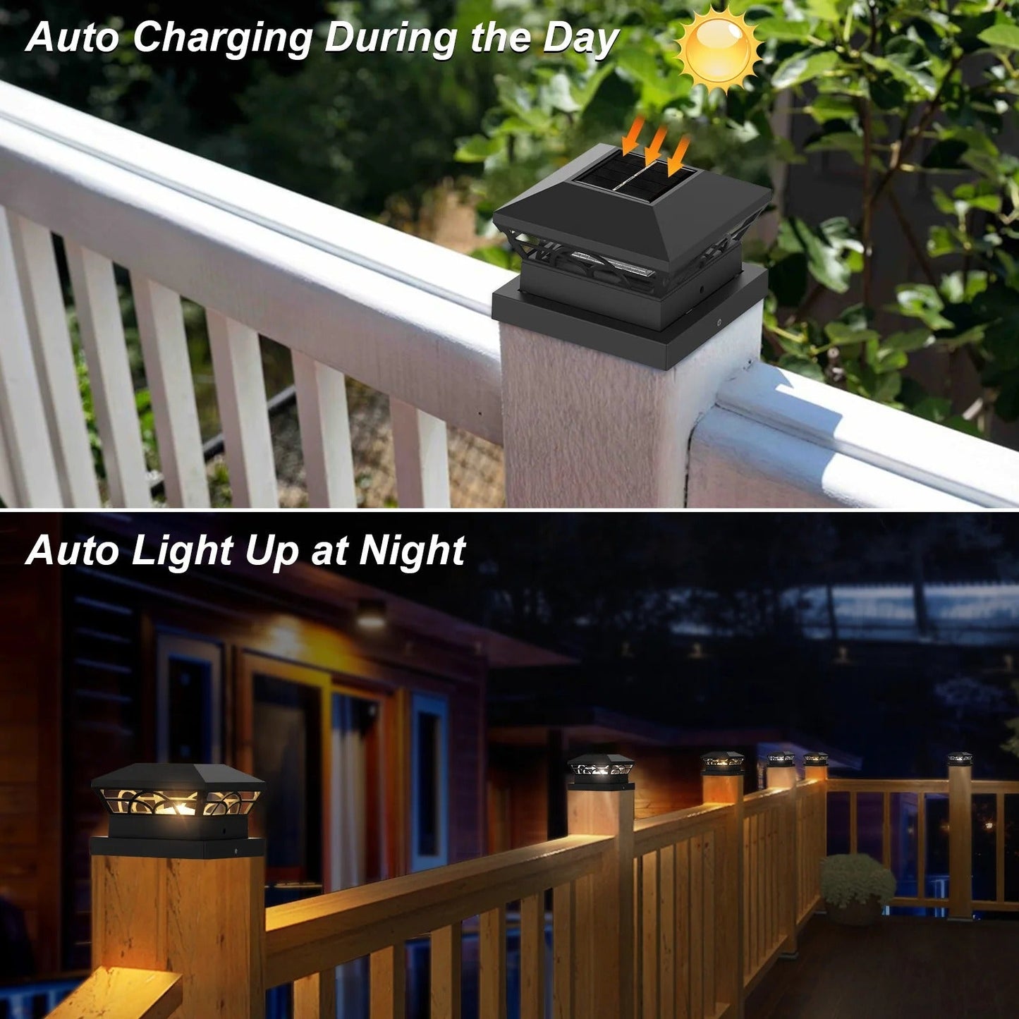 Waterproof Solar Post Cap Lights for Outdoor Fences