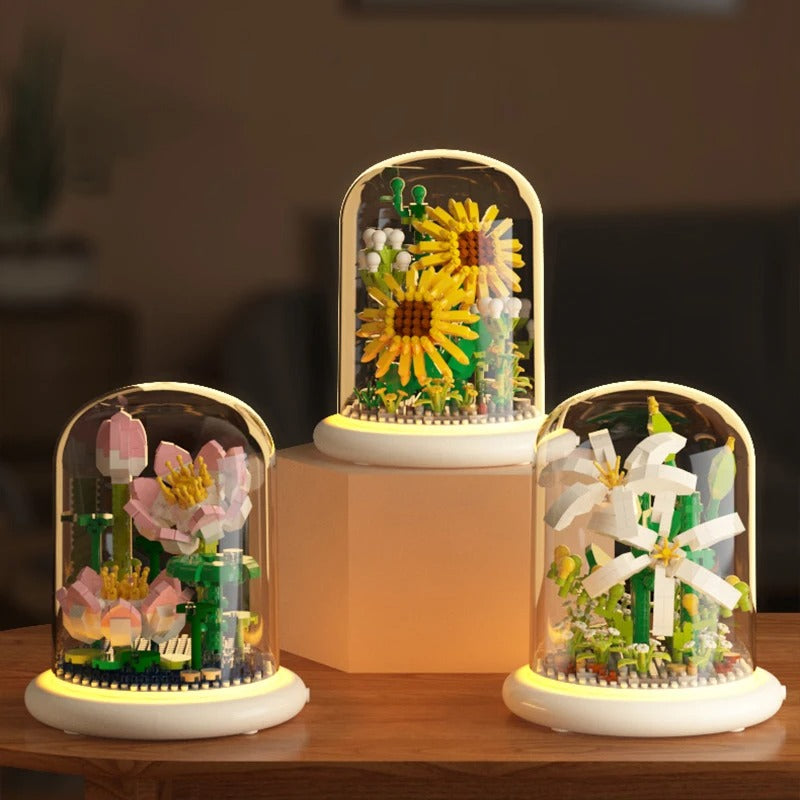 Beautiful Glass Flower Decoration Block