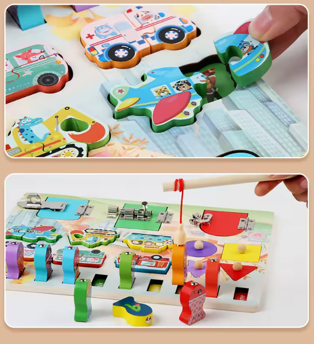 Learning Activity Board Toy for Kids with Locks and Keys
