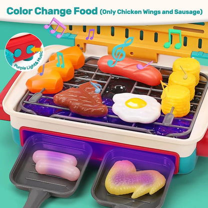 Fun Kids Play Kitchen BBQ Grill with Smoke Effect