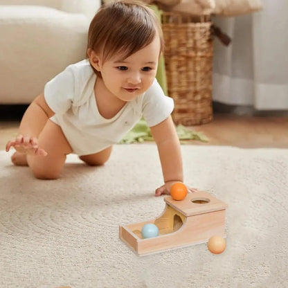 Natural Wood Toy Box with Ball for Kids