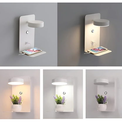 Sleek LED Wall Light with USB Charger