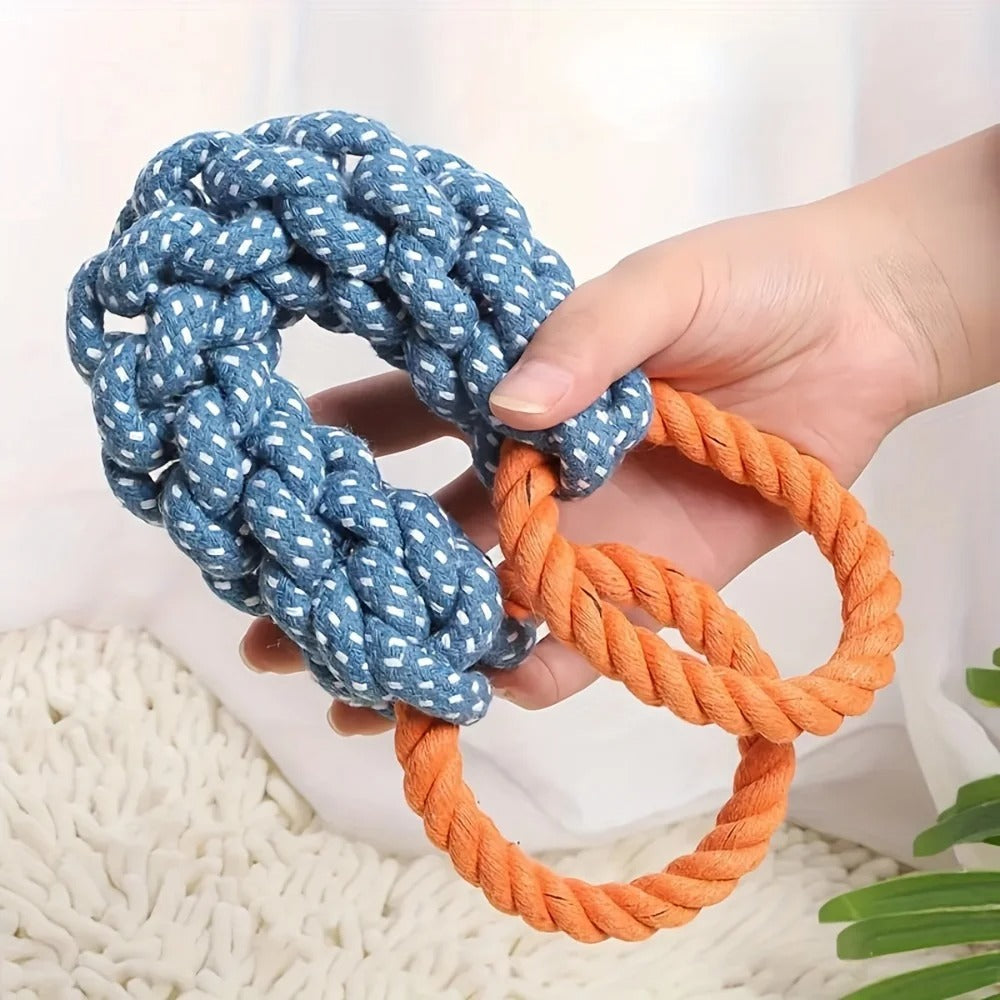 Durable Pet Rope Toy with Dual Rings