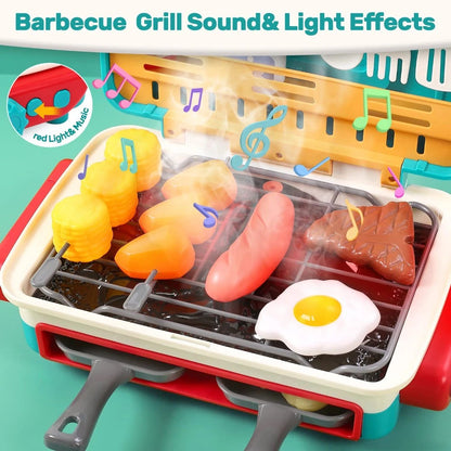 Fun Kids Play Kitchen BBQ Grill with Smoke Effect