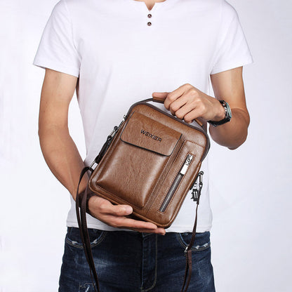 Stylish Mens Leather Crossbody Bag with Adjustable Strap
