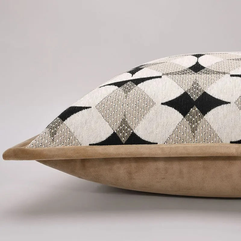 Stylish Geometric Sofa Pillow Cover in Black and Beige - Befez