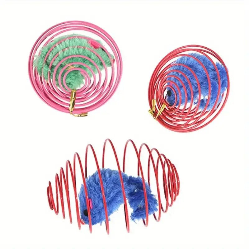 Fun Cat Toy Balls with Fuzzy Mice Inside
