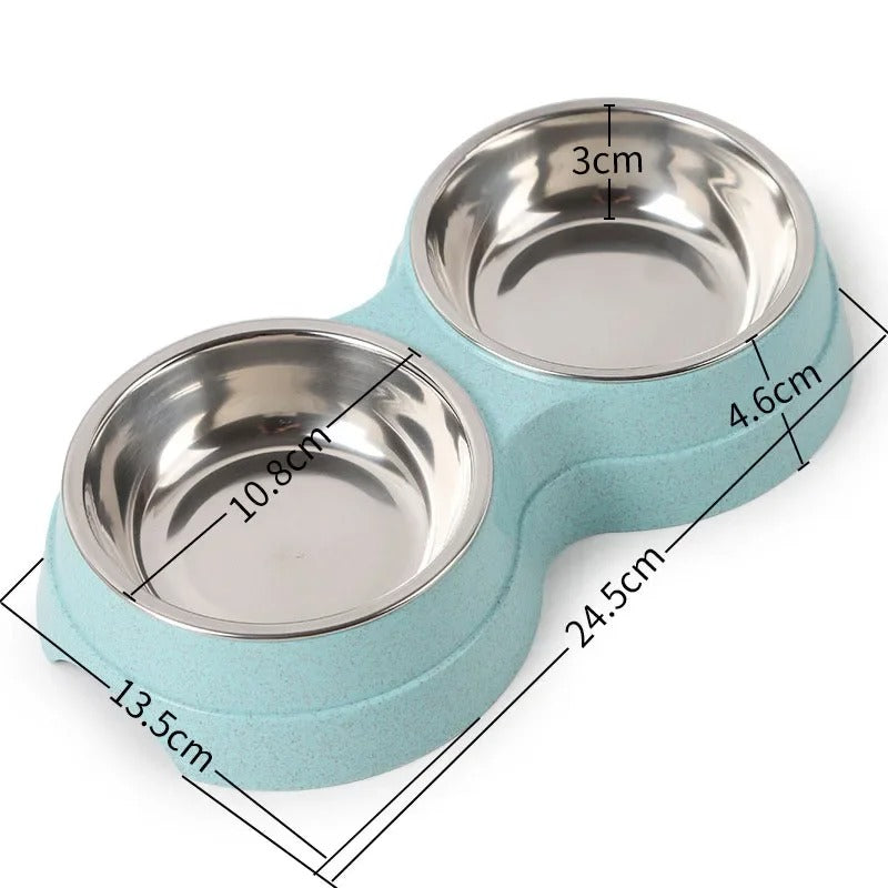Double Stainless Steel Pet Food Bowls
