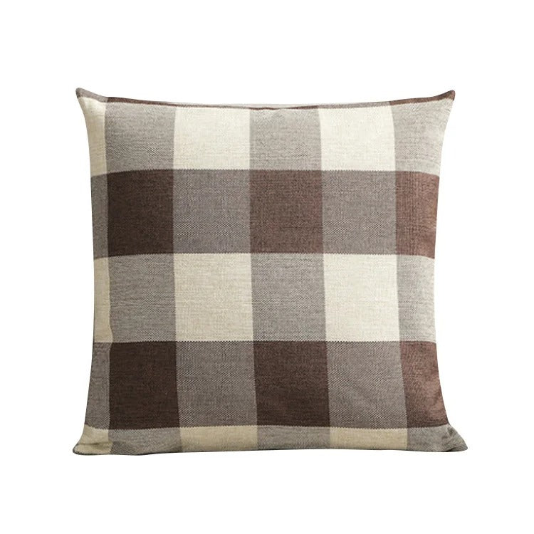 Warm Plaid Throw Pillow Cover in Rustic Style