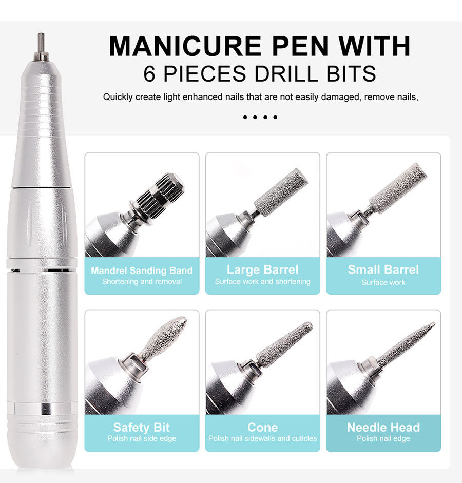 Compact Rechargeable Nail Drill Kit for Manicure