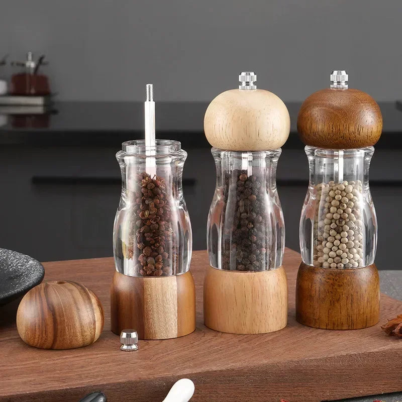 Wooden Spice Salt Pepper Grinder Mill Set
