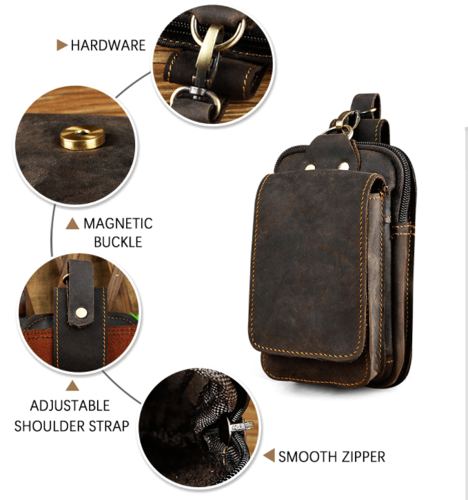 Premium Men's Genuine Leather Belt Bag