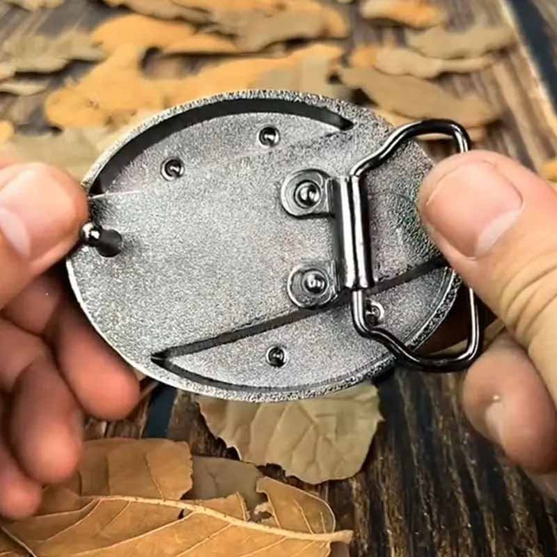 Western Style Oval Metal Belt Buckle