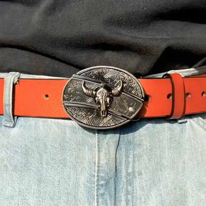 Western Style Oval Metal Belt Buckle