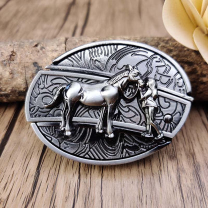 Western Style Oval Metal Belt Buckle