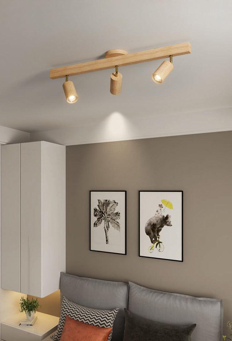 Rustic Wood Pendant Light Adjustable Ceiling Lamp
