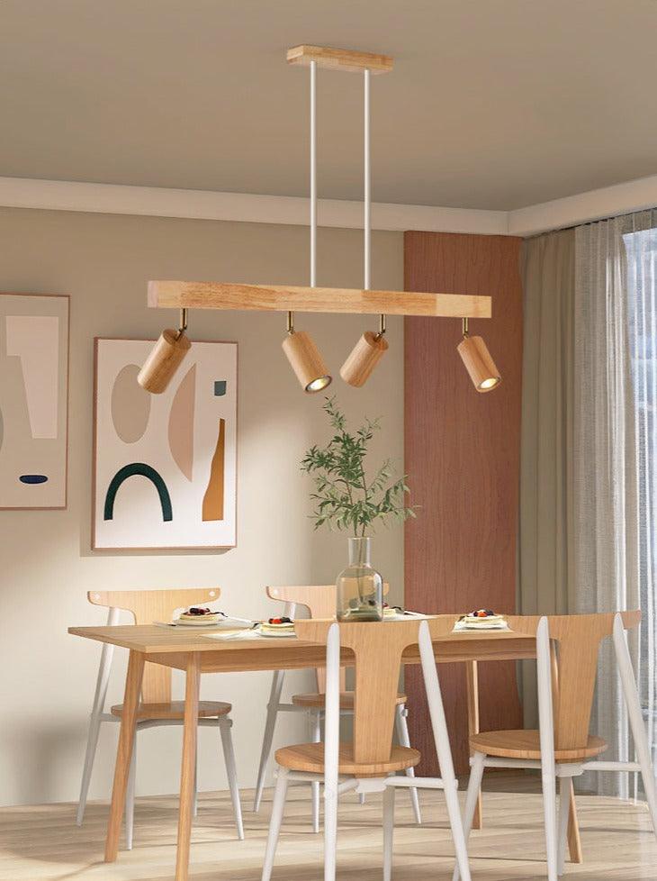 Rustic Wood Pendant Light Adjustable Ceiling Lamp