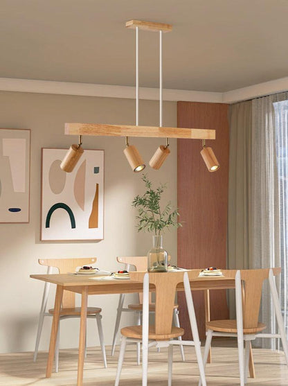 Rustic Wood Pendant Light Adjustable Ceiling Lamp