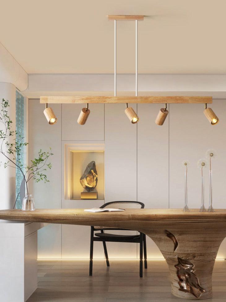 Rustic Wood Pendant Light Adjustable Ceiling Lamp