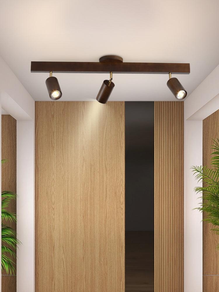Rustic Wood Pendant Light Adjustable Ceiling Lamp