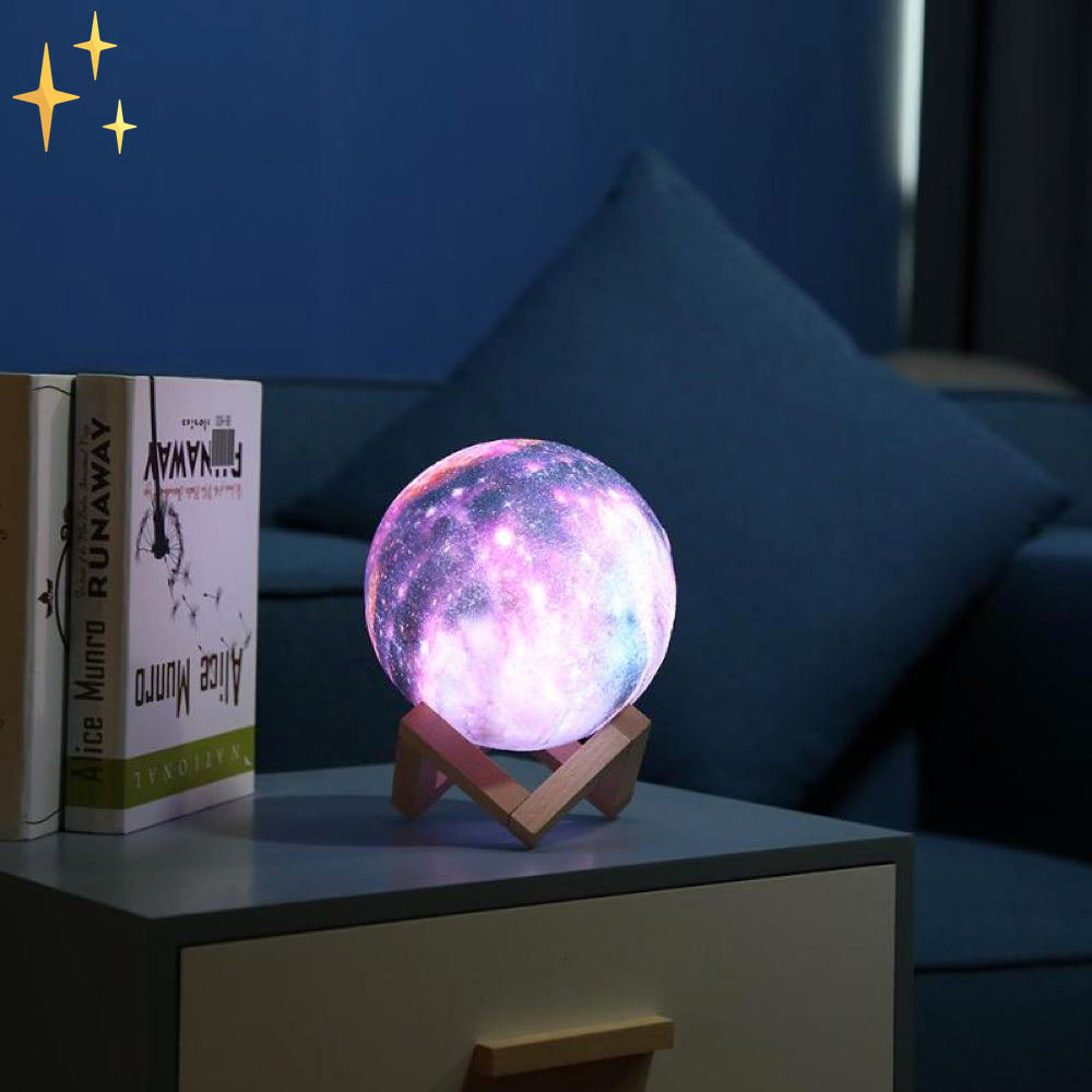 Colorful Moon Night Lamp with Remote and Wood Base