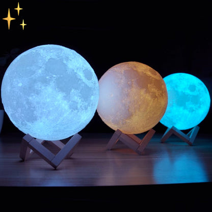 Colorful Moon Night Lamp with Remote and Wood Base